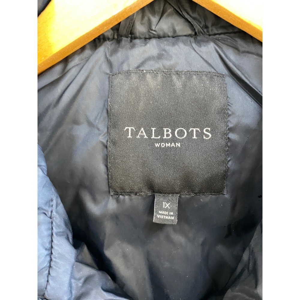 Talbots Plus 1X Black Down Puffer Vest Mixed Quilt Pockets‎ Cinched Back Classic - Picture 3 of 10